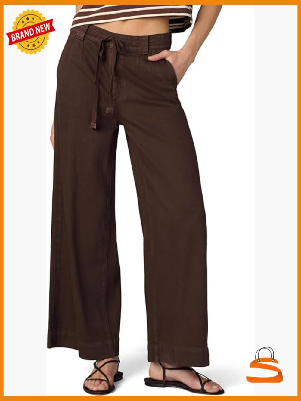 Palazzo Wide Leg Pants with Tie Front Pockets